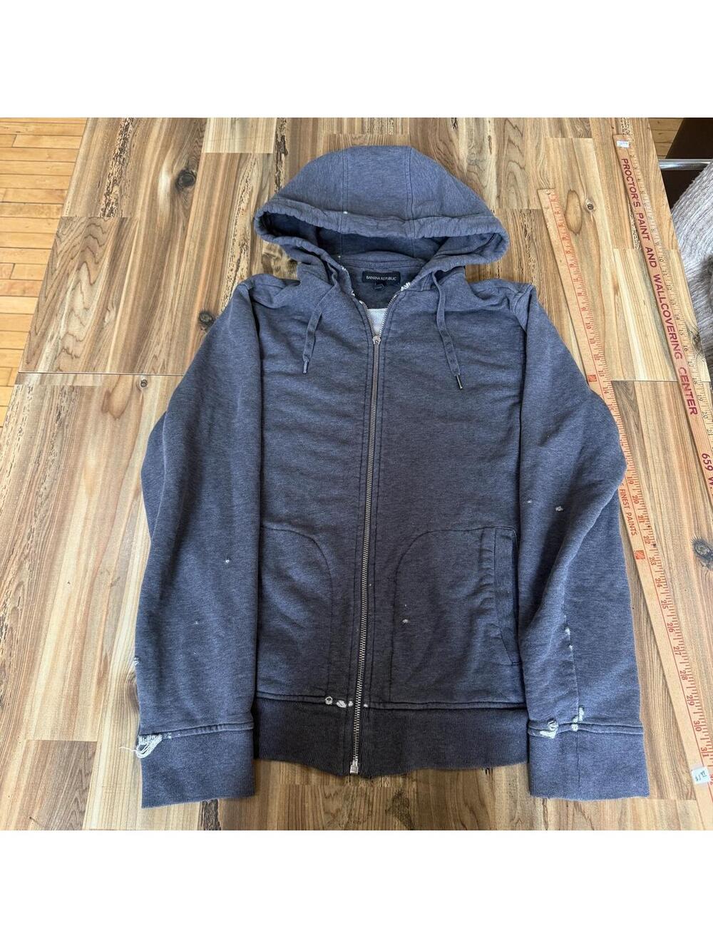 Banana Republic gray thrashed zip up hoodie size M